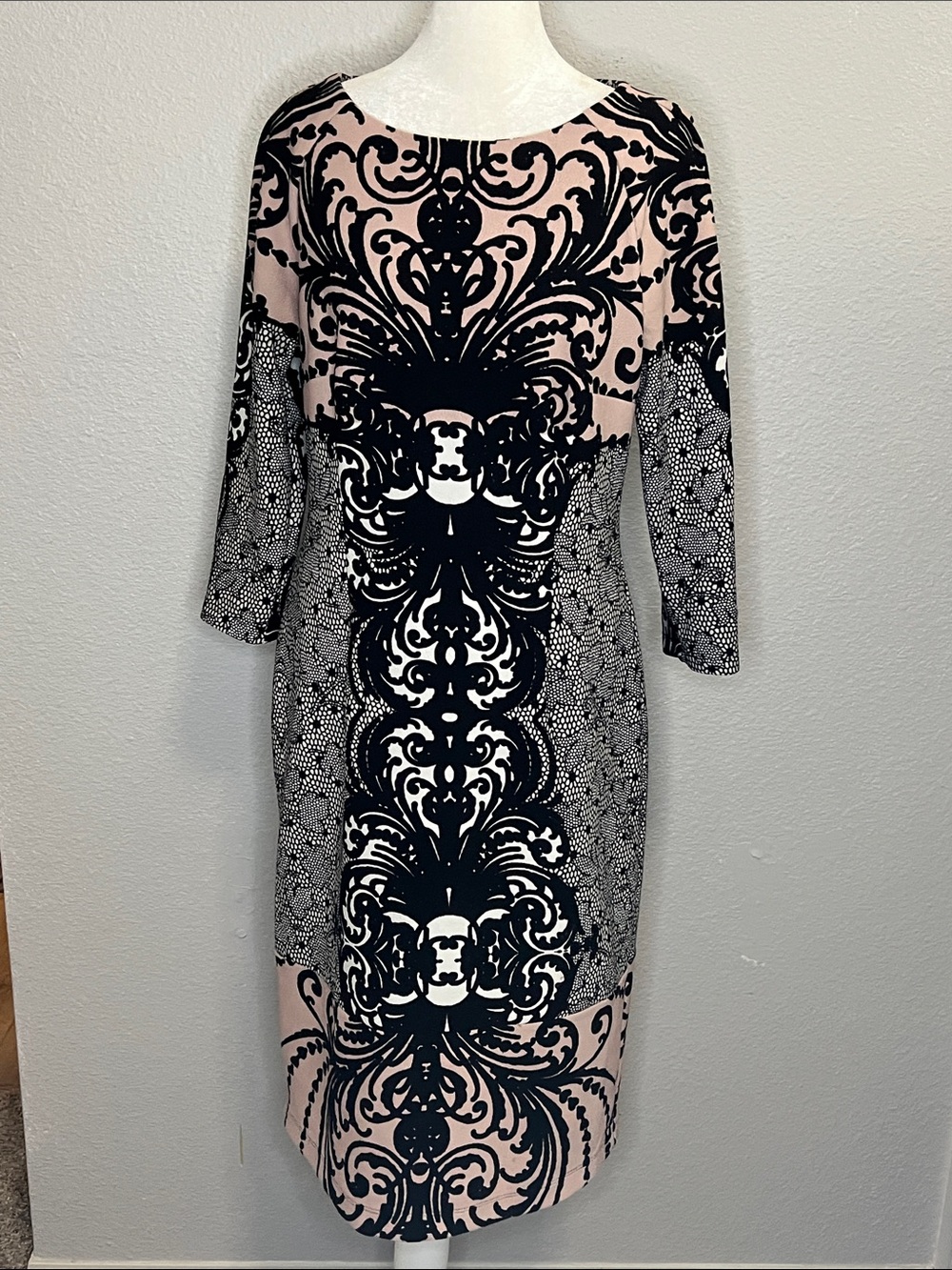 Rabbit Rabbit Rabbit Designs Boatneck Dress Size 10 Black/Pink